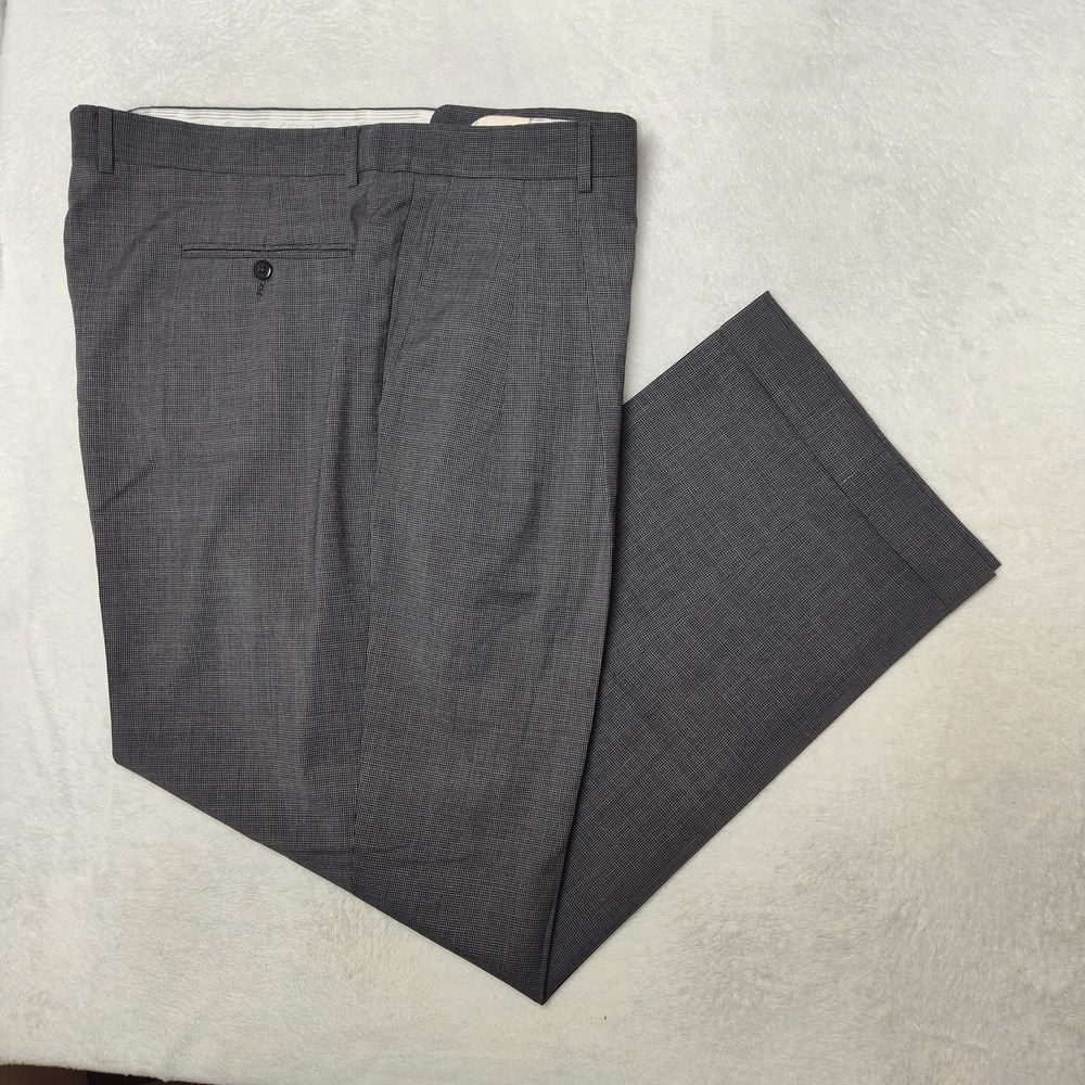 Zanella Pants Mens 44x32 Gray Check Wool Tweed Bannett Dress Slacks Italy Suit